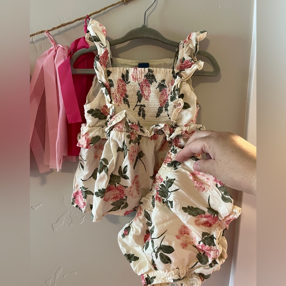 Old Navy Floral Kids Matching Set - Cream and Pink